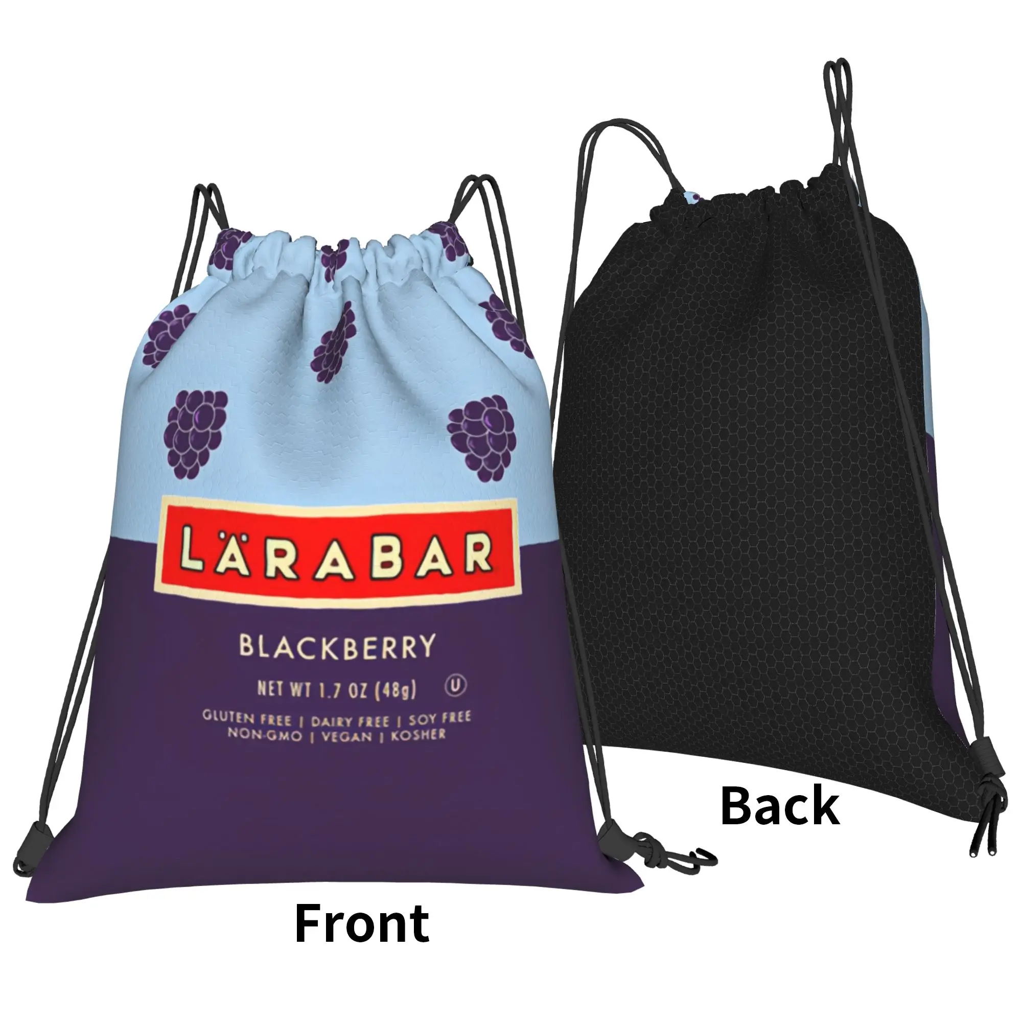 LÄRABARR Blackberry Flavor Purple & Blue Portable Sports Riding Gym Drawstring Storage Sporty Backpacks
