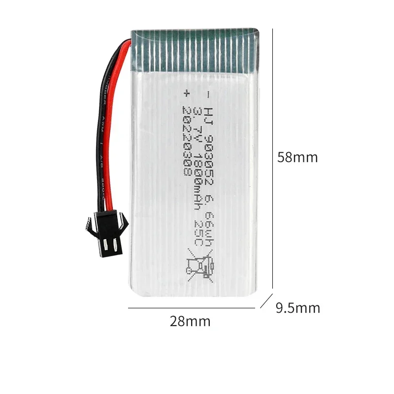 3.7v 1800mAh 25C Rechargeable Li-po Battery with SM-2P Plug for SYMA X5SW X5 X5S X5C M18 H5P KY601S RC plane model 903052