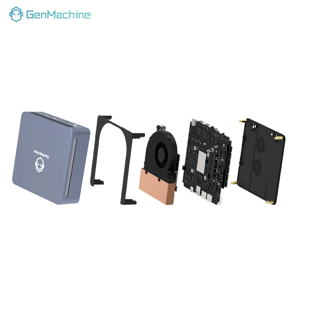 GenMachine AMD Ryzen 7 7735HS كمبيوتر صغير 3.2 جيجا هرتز 54 واط 8 كور 16 موضوع ويندوز 11 DDR5 16 جيجا 6400 ميجا هرتز 2.5 جيجا LAN USB4 WIFI6 كمبيوتر صغير للألعاب