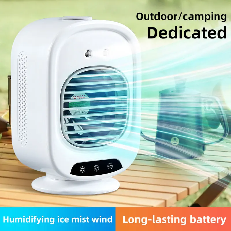 Portable Humidifier Fan Three In One, Mini USB Air Conditioning Fan,With Battery, Home Fun Air Cooler Humidifier，Outdoor Camping