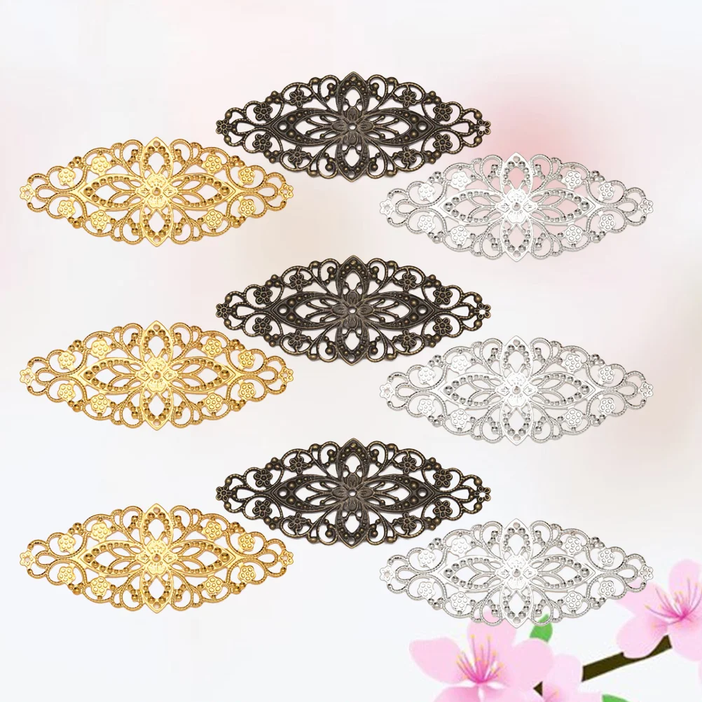 

30PCS Metal Hollow Long Flower Pendant Charms Archaistic DIY Jewelry Making Material for Hairpin Hair Accessories (Random Patter