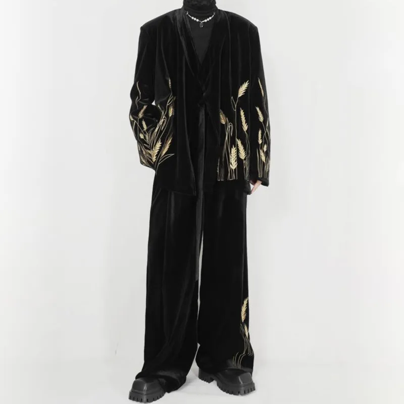 ชุดสูทลำลองสองชิ้น สไตล์สตรีทแวร์ รุ่น WVGA สำหรับฤดูใบไม้ผลิและฤดูใบไม้ร่วง ดีไซน์ทันสมัย ไม่มีปกเสื้อ พร้อมกางเกงทรงตรง รุ่น W14737