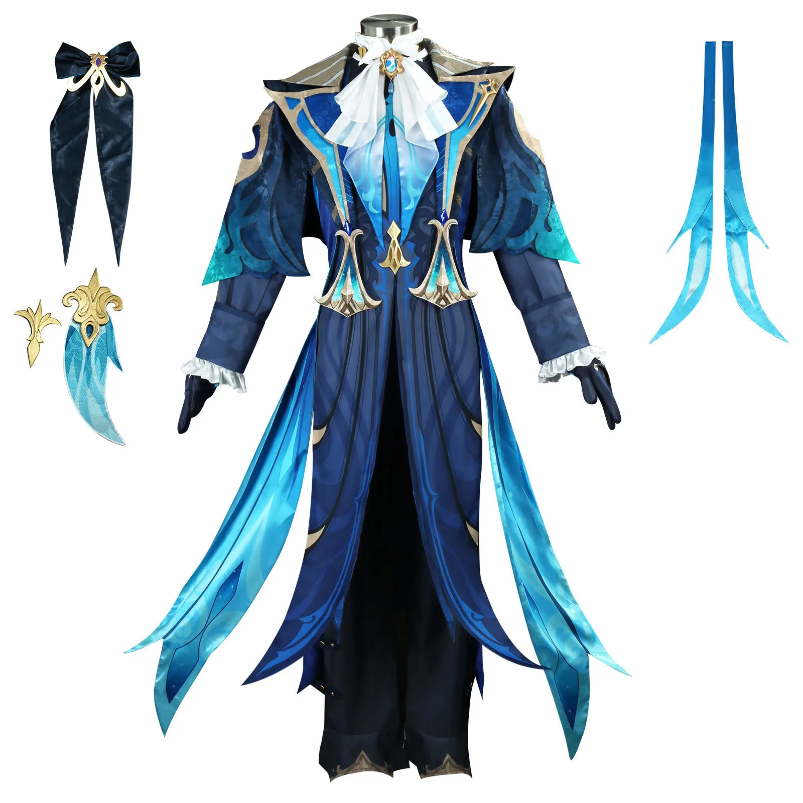

IN STOCK Neuvillette Cosplay Costume Full Set Genshin Impact Game Cosplay Shoes Outfit Uniform Suits Neuvillette Wig Props