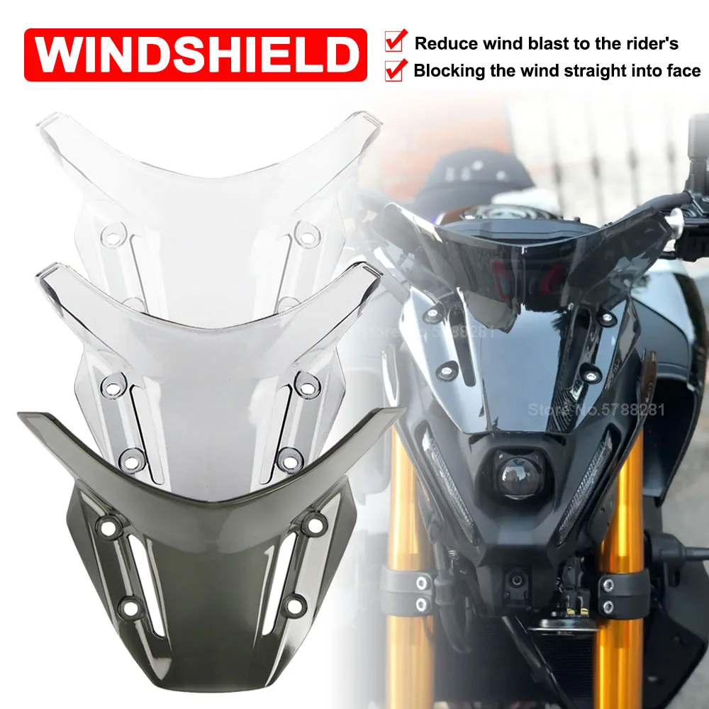 

Motorcycle Windscreen Windshield For Yamaha MT09 FZ09 MT-09 FZ-09 2021-2023 2024 Air Wind Screen Deflector Protector Accessories