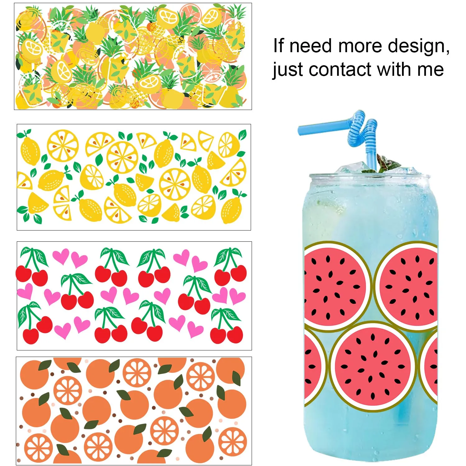 

Strawberry Lemon Fruit easy peel waterproof Party DIY Decals 3D transfers uvdtf tumbler seal stickers 16oz uv dtf cup wraps