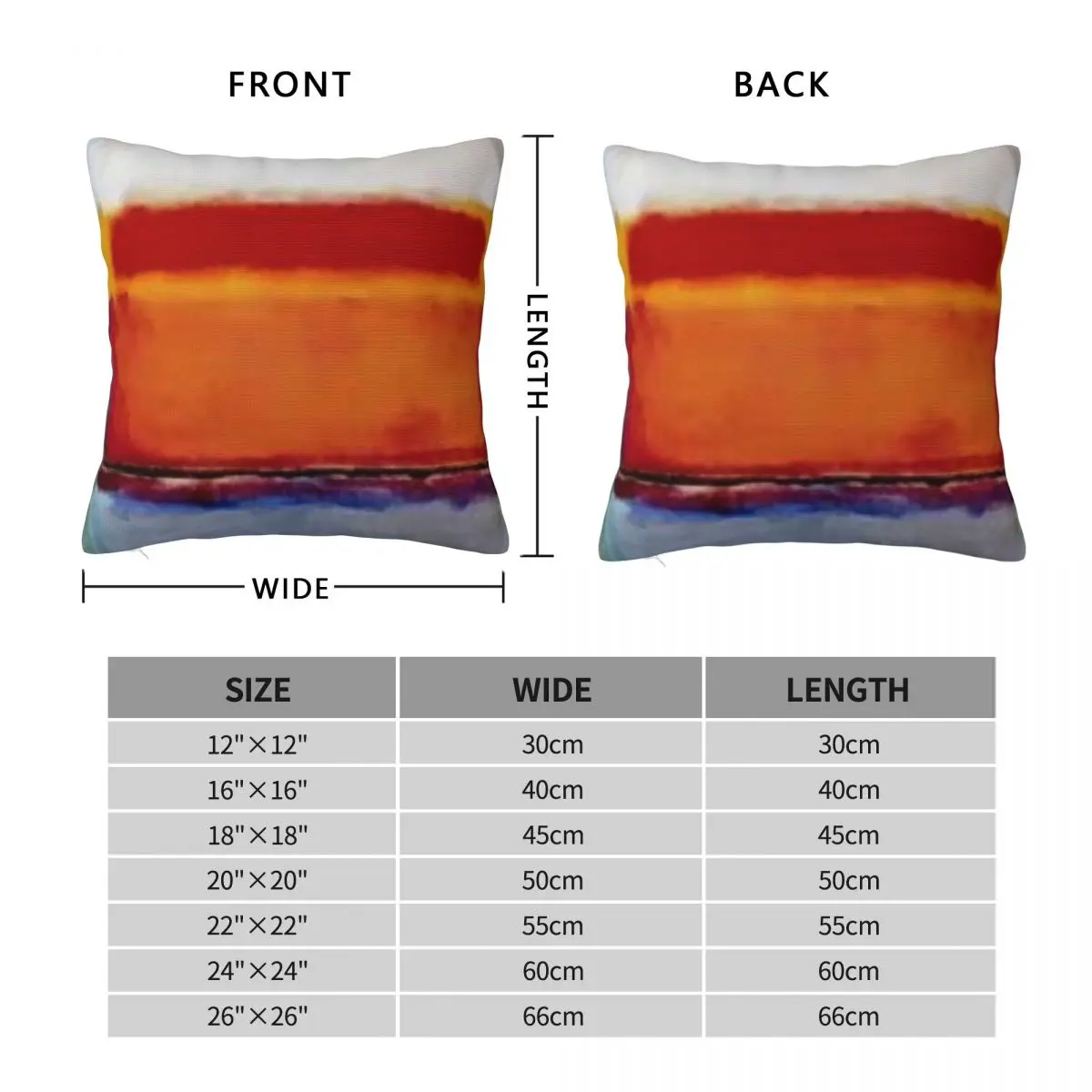 White On Red Orange Blue Mark Rothko Square Pillowcase Polyester Linen Velvet Pattern Zip Decorative Pillow Room Cushion Cover