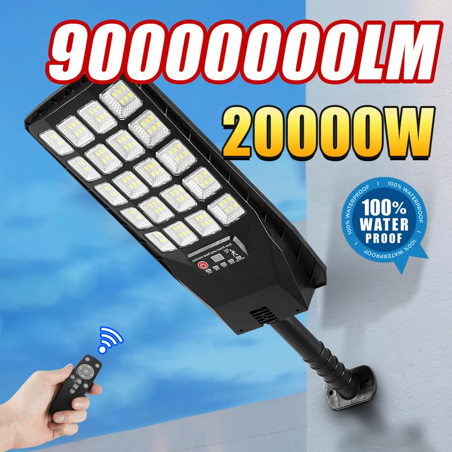 Nouvelle Lampe Solaire LED Extérieure 90000000LM 20000W avec Détecteur de Mouvement pour Jardin, Rue et Mur - Éclairage Solaire Puissant