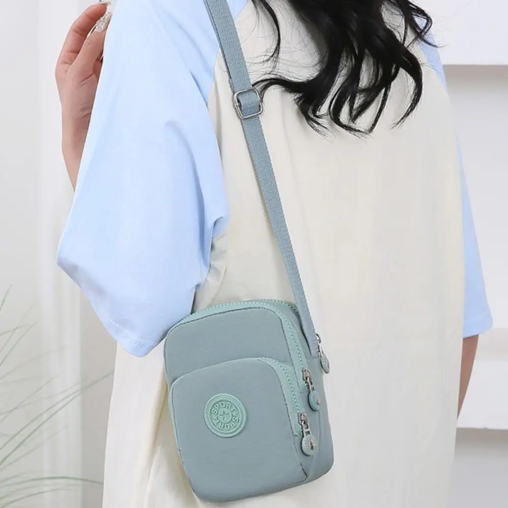 

Multi-functional Zipper Crossbody Bag Adjustable Strap Square Nylon Shoulder Bag Coin Purse Korean Style Small Phone Bag