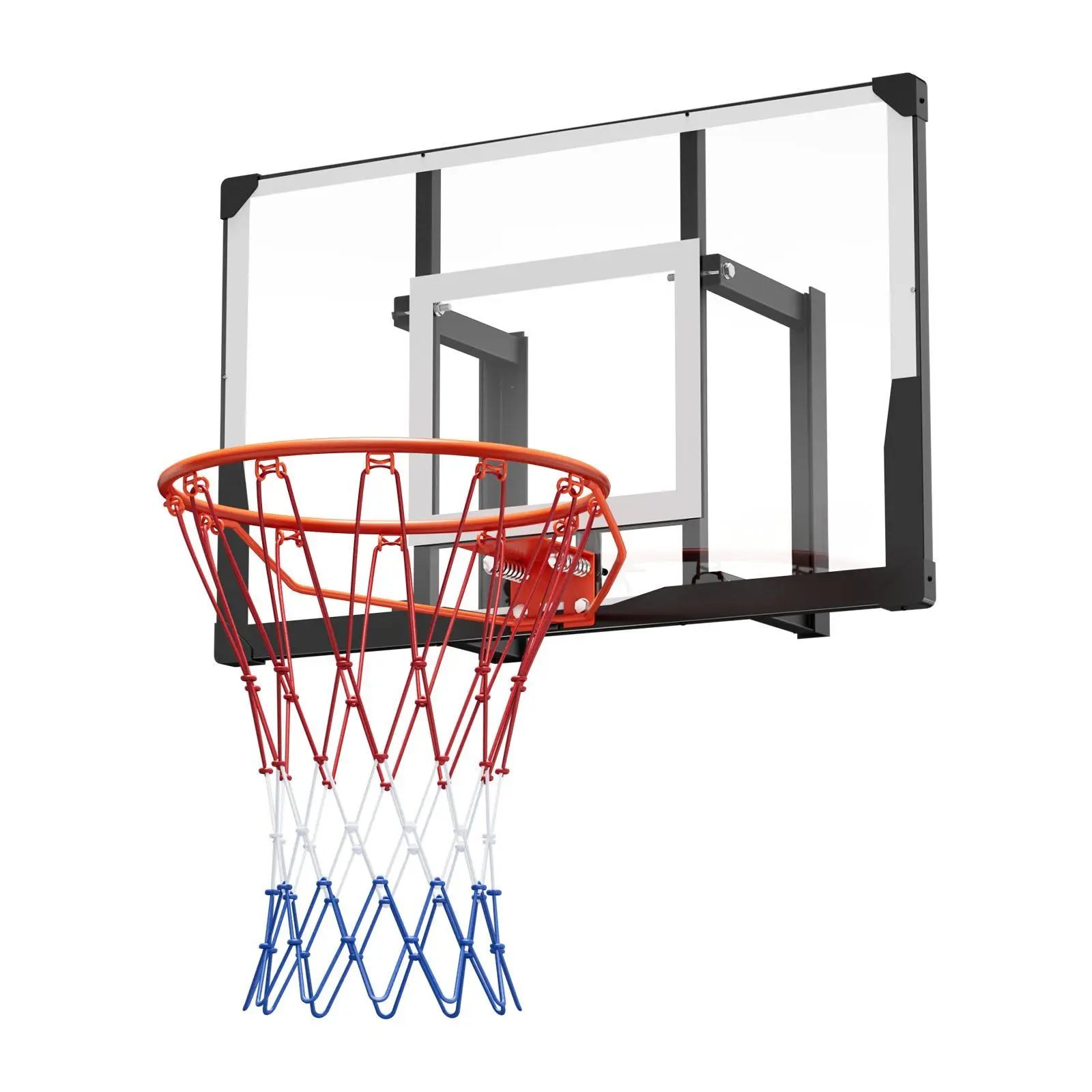 44-Inch Wall Mount Basketball Hoop Solid Steel 0.08-Inch Thick PC Backboard Woven Nylon Net Indoor Training Equipmentpromote sal
