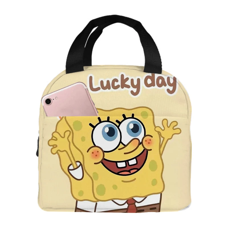 SpongeBob SquarePants Men Women Work Lunch Hand Bags Anime Cartoon Portable Kids Student Thermal Insulated Lunch Food Drink Case