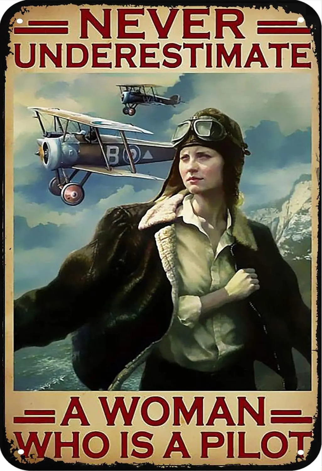 Woman Pilot Canvas Wall Art Never Underestimate A Woman Who Is A Pilot Print Painting Modern Canvas Wall Art For Living Room Far