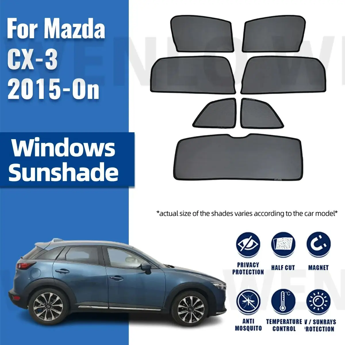 For Mazda CX-3 DK 2015-2024 Magnetic Car Sunshade Shield Front Windshield Curtain Window Uv Protection Sun Shade Visor Blinds