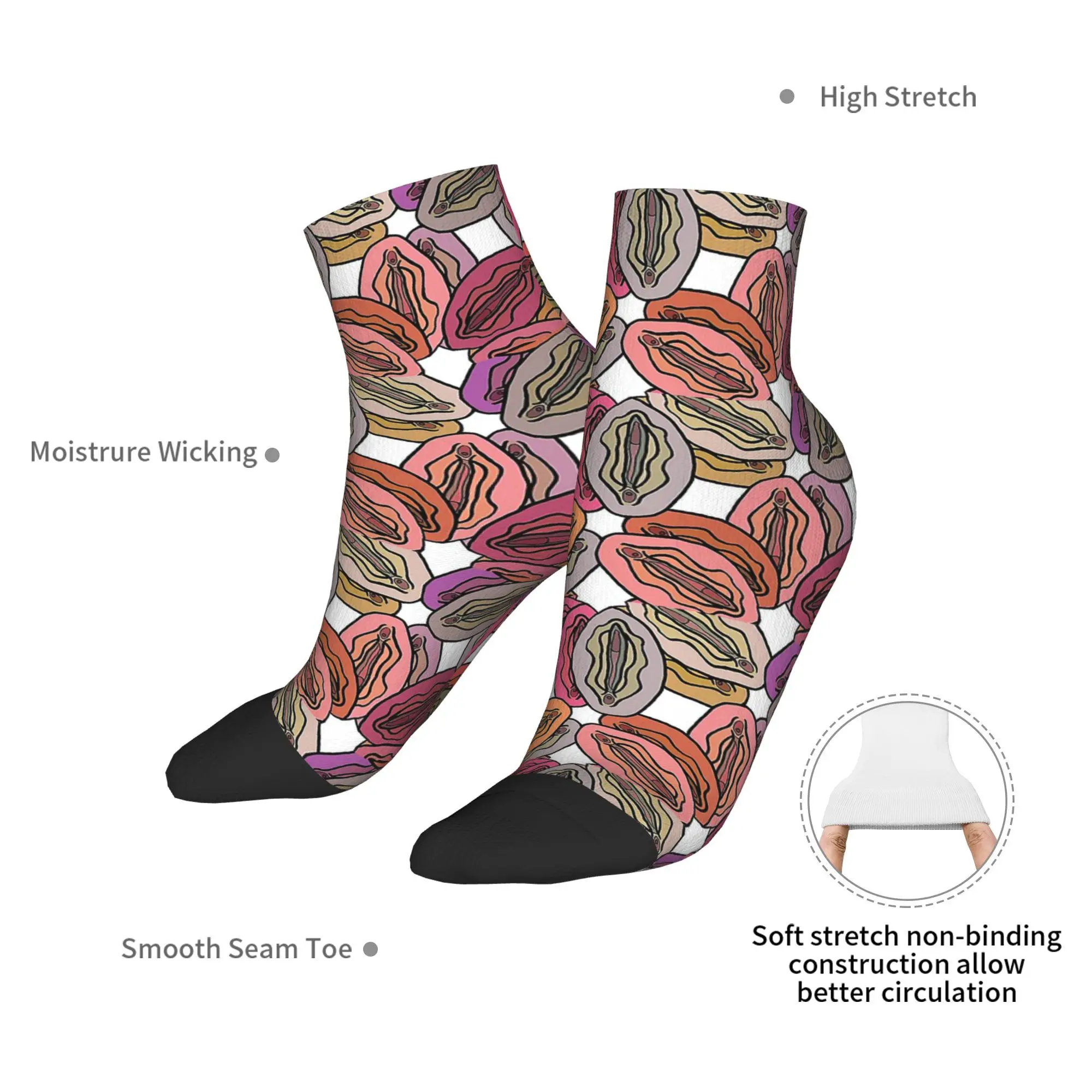 All Seasons Vulva Colorful Pattern Socks Harajuku High Quality Sport Middle Tube Socks Soft Casual Stockings for Men Women Gifts
