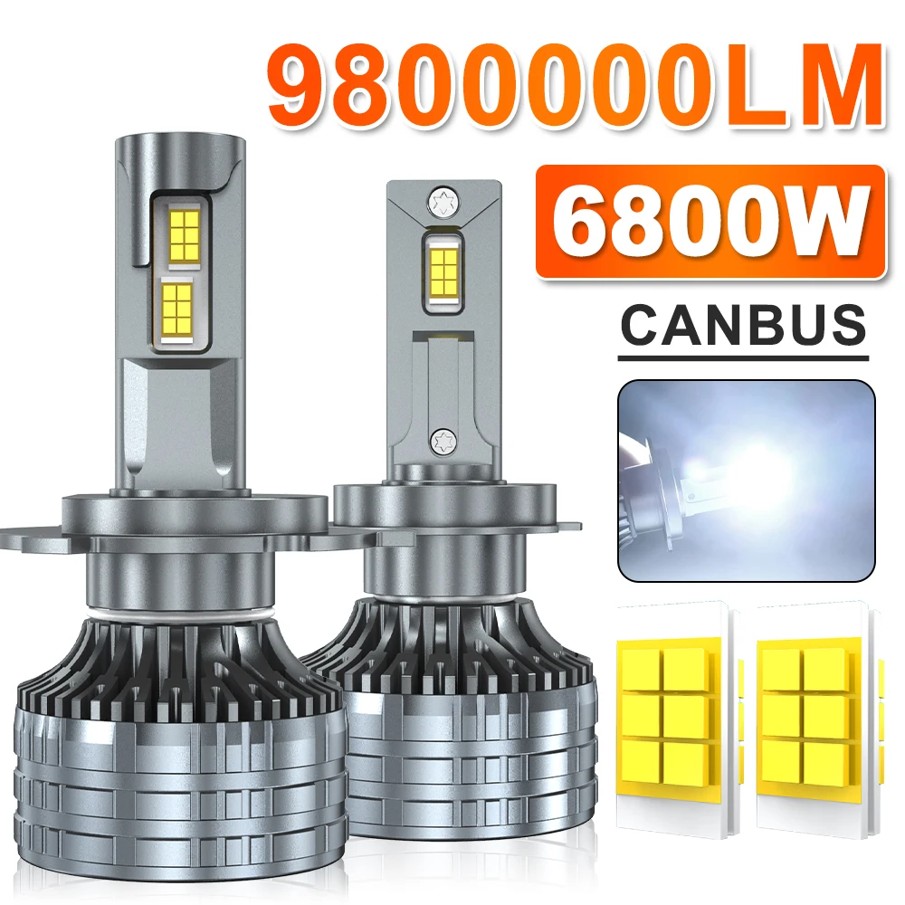 

2PCS H7 6800W H11 LED Canbus Car Headlight Super H4 H1 9012 HB3 9005 9006 9007 9008 Lights Plug-N-Play Bulbs 6000K 9007 9008