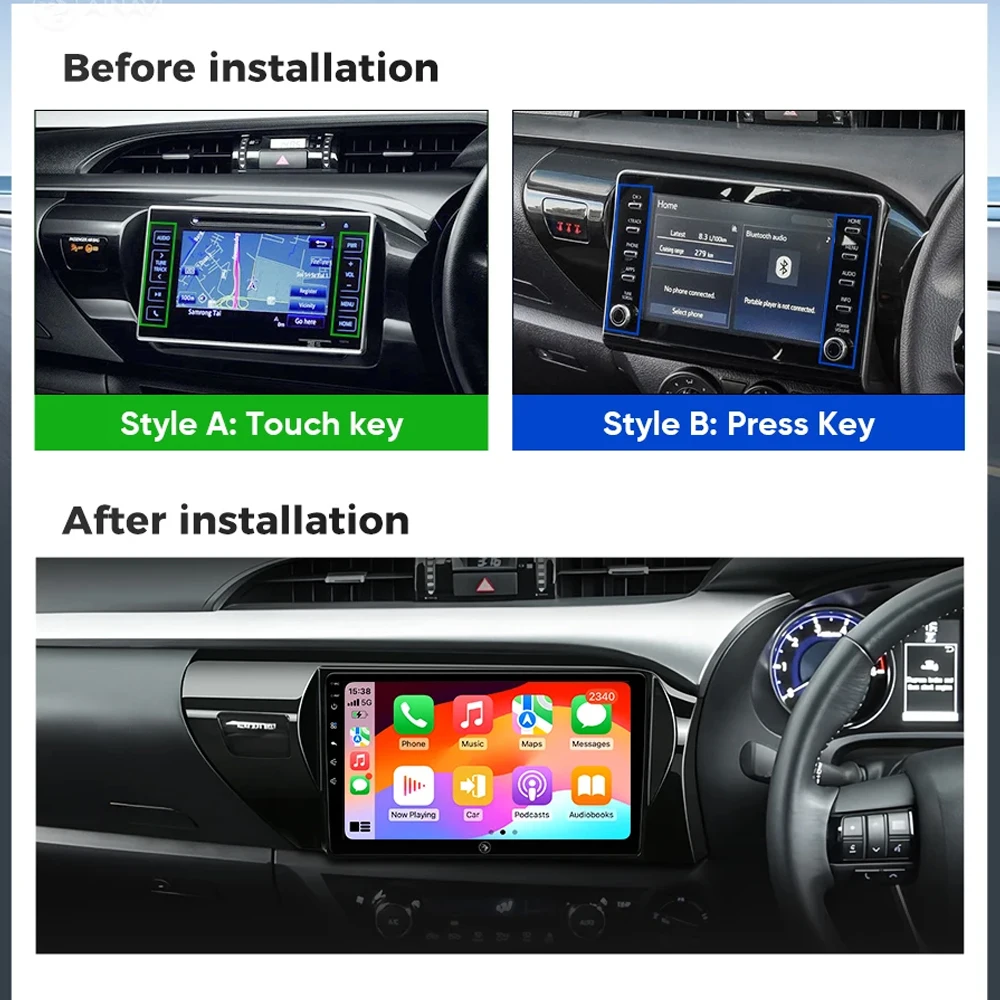 For Toyota Hilux RHD 2015 2016 2017 2018 2020 2021 2023 Android 16 Car Radio Multimedia Player Android Auto Carplay Head Unit Na