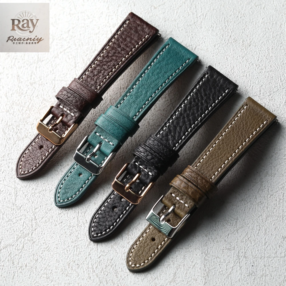 

Handmade Minervbox Head Layer Leather Strap, Quick Release, 18 19 20 21 22MM Brown Green Blue Black Leather Strap, Retro Style