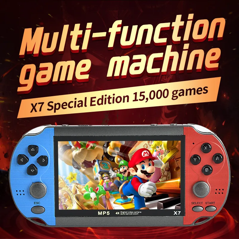 YOAINGO-X7インチHDハンドヘルドビデオゲーム,8G,クラシック,レトロ,統合4.3ゲーム,ミニ,MP5,ハロウィーン,10000
