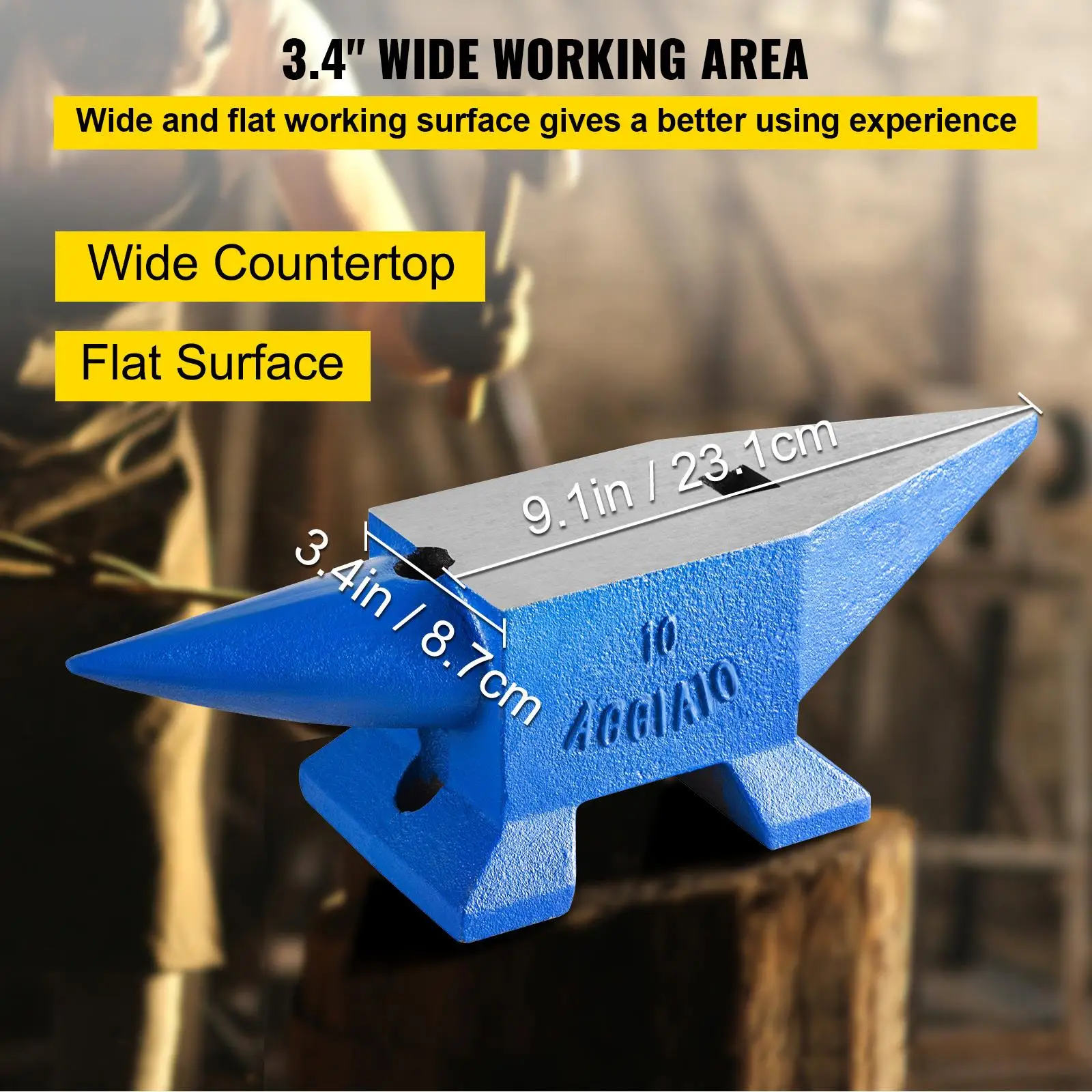 22Lbs Steel Anvil Single Horn Blacksmith Forge Tool with Round and Holes Durable Metalworking Jewelry Anvil
