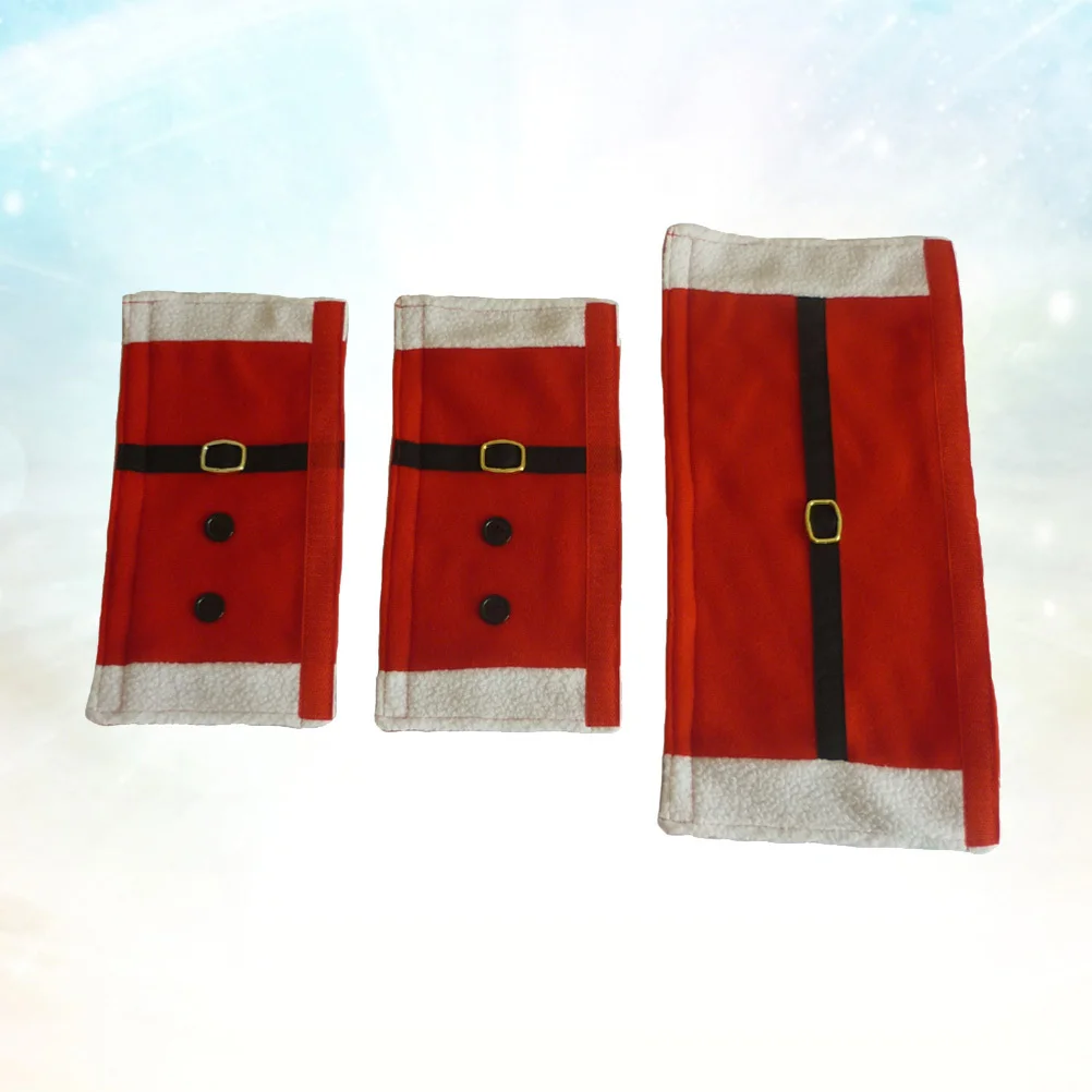 

3Pcs Refrigerator Handle Covers Red Christmas Design Belt Buckle Pattern Protect Kitchen Appliance Door Handles Winter Cold