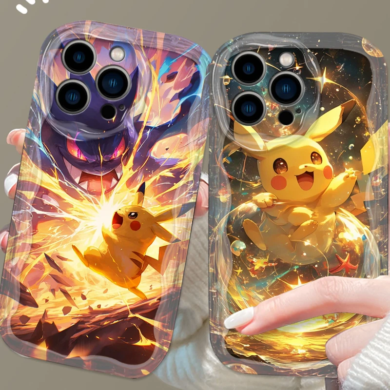 Pokemon Gengar Pikachu Anime For Apple iPhone 15 14 13 12 11 XS XR X Pro Max Plus Wave Oil Cover Phone Case