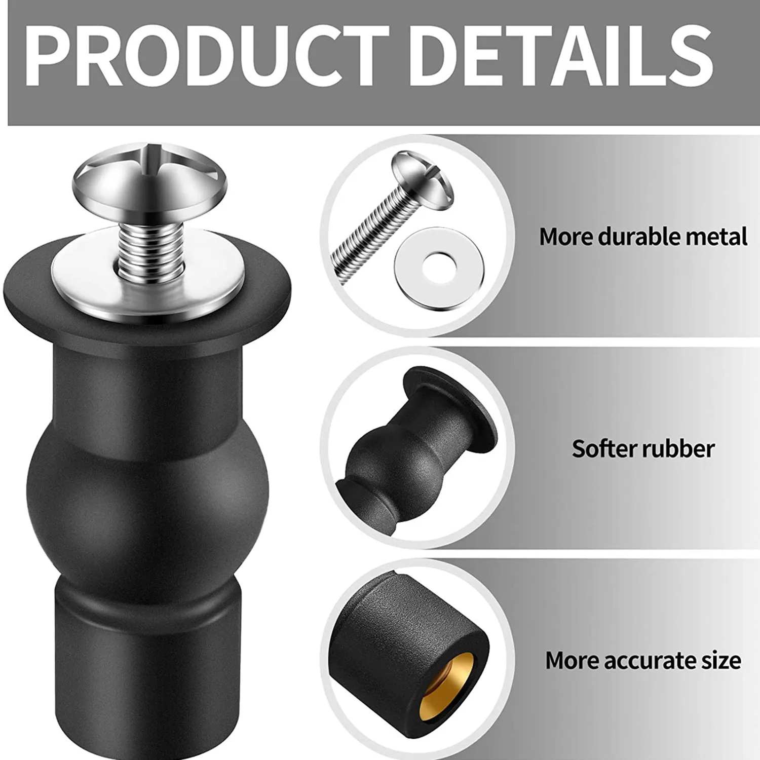 NOCM 10 Pieces Toilet Seat Screws Universal Toilet Expanding Screws Toilet Seat Hinge Bolt Replacement Rubber Blind Hole