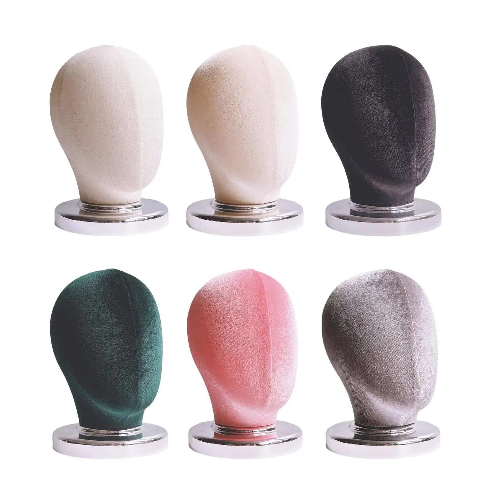 Wig Display with Round Base Canvas Block Head for Hairpieces Scarves Cap