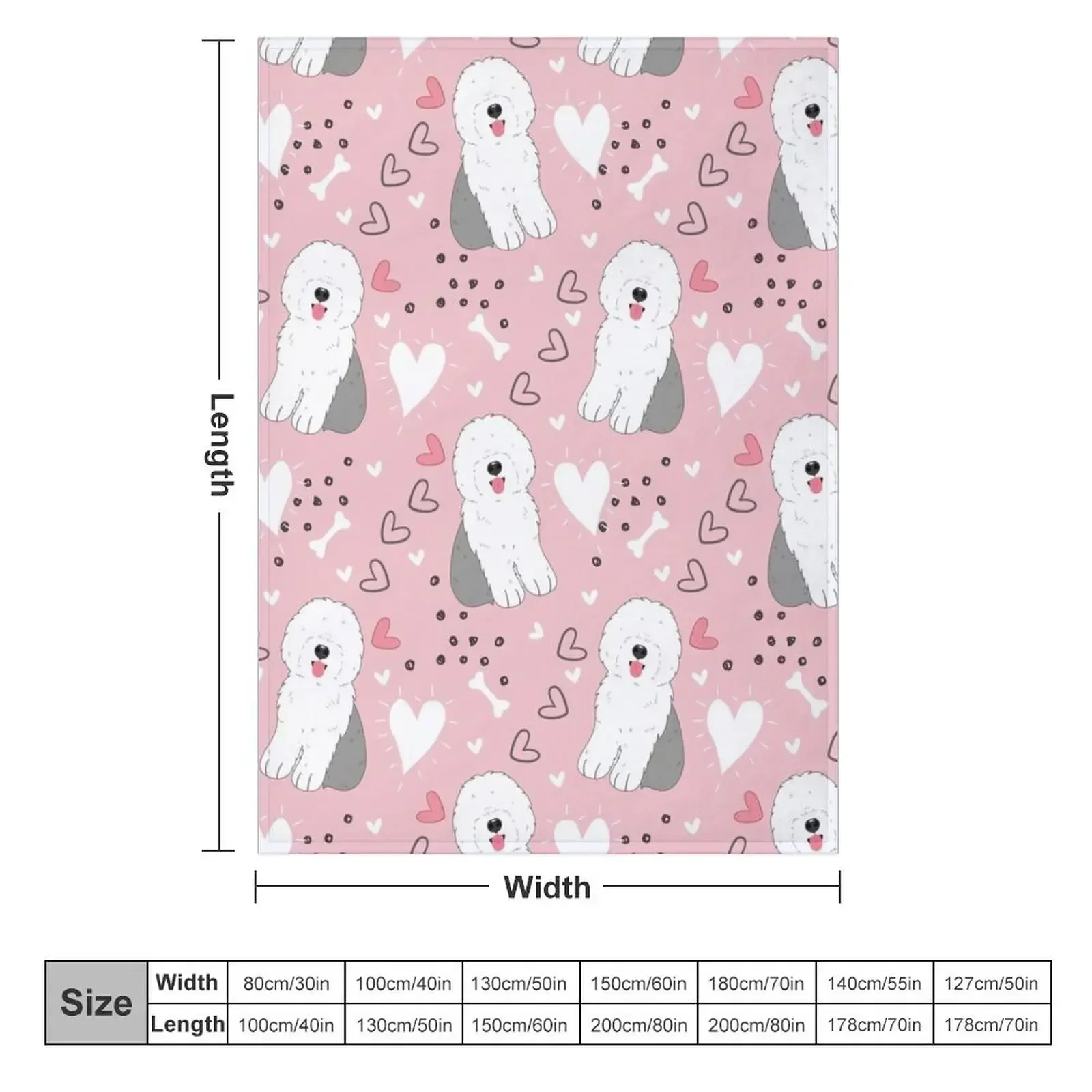 Cute Grey Gray and White Old English Sheepdog Puppy Throw Blanket manga Retros Bed Fashionable Blankets