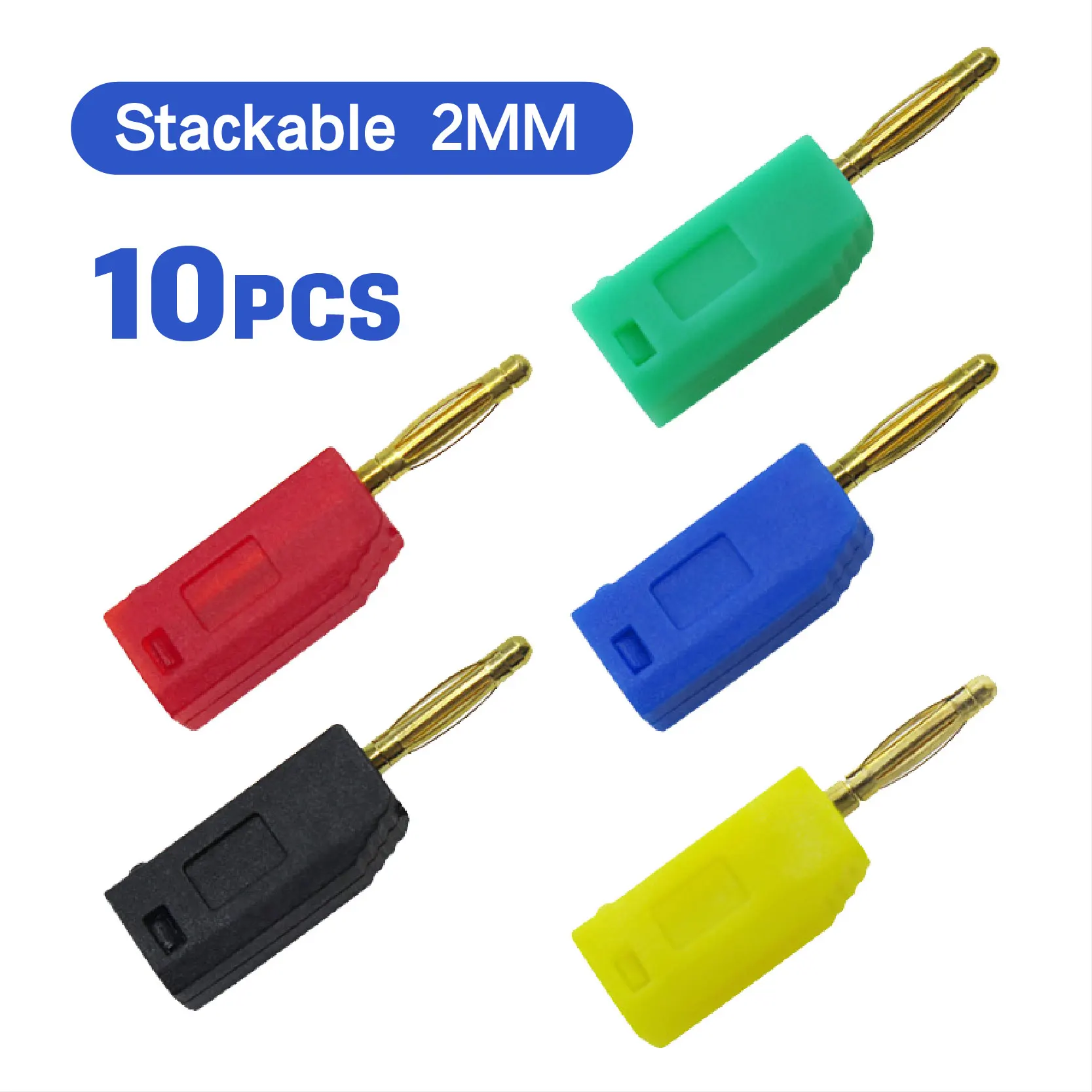 

5 Colors 2MM Male Retractable Tube Stackable Banana Plug Wire Solder Connector with Socket Jack Welded/soldered 30V/10A