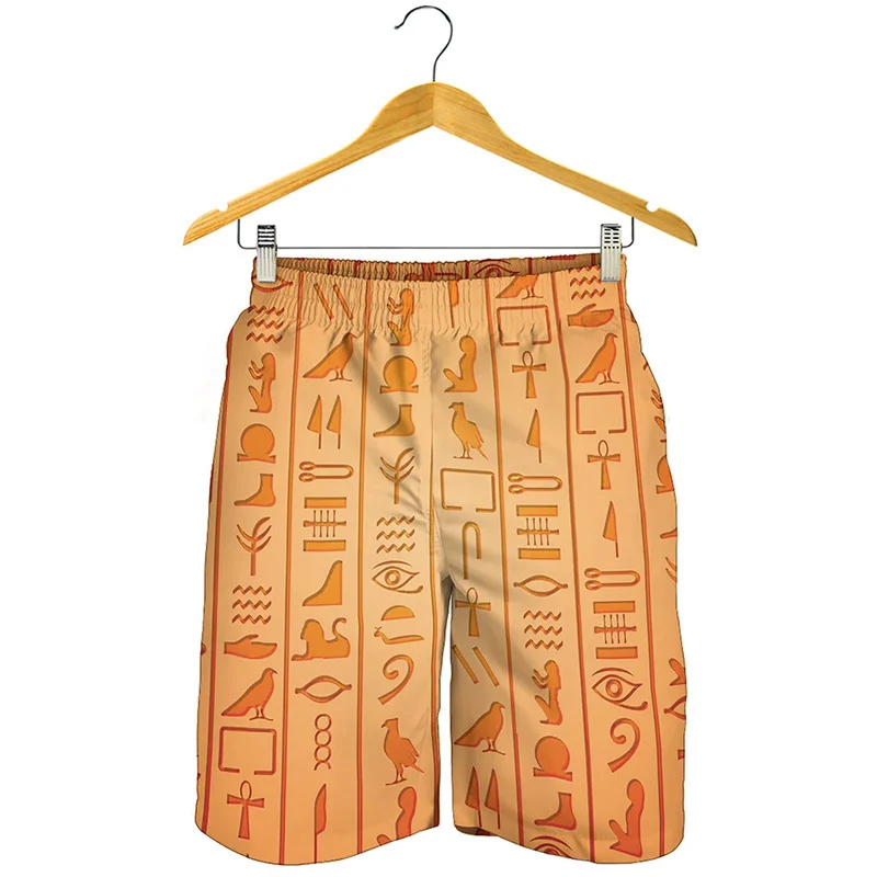 Ancient Egypt 3D Print Beach Shorts Men Egyptian Murals Graphics Surf Board Shorts Streetwear Short Pants Summer Swim Trunks