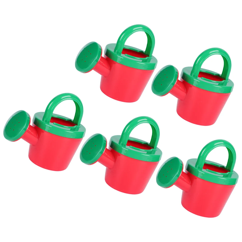 

5 Pcs Small Watering Can Plastic Kettle Lovely Bathing Shower for Boys Child Red Mini Water Kids Play for Boys