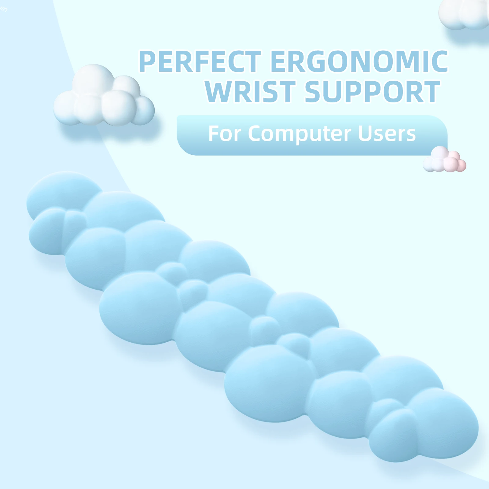 

Подставка для запястий Cloud для клавиатуры, пена с эффектом памяти высокой плотности из искусственной кожи с нескользящей основой для облегчения боли при наборе текста, эргономичная подставка для клавиатуры