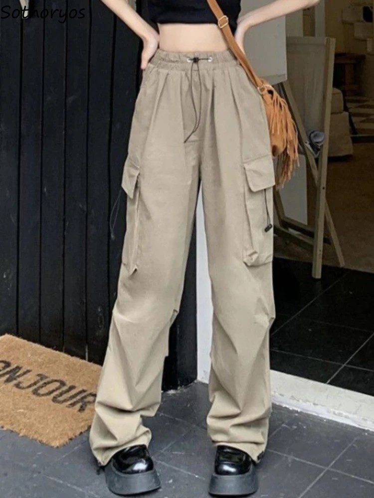 

Cargo Pants Women Solid Simple All-match Casual Basics European Style Spring New Ins Streetwear Designed Ladies Temperament Cozy