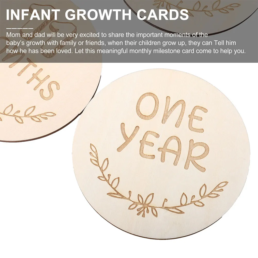 

1Set Monthly Cards Pregnancy Commemorative Wooden Recording Newborn Photography Props Keepsake Infant Growth Cards