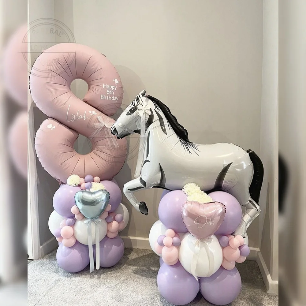 

32-дюймовый розовый номер дня рождения 1-9, набор воздушных шаров из алюминиевой пленки с белым кодом, комбинация для украшения первого дня рождения для девочек и