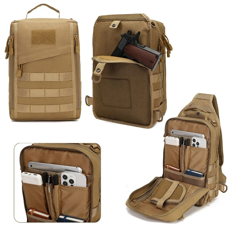 Imagem -05 - Tactical Ombro Peito Bolsa 1000d Coldre Pistola Escondido Carry Sling Crossbody Range Gun Conversível Bolsa para Caça Camping