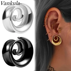 Vankula 2PCS New Round Spiral Saddle Plugs Hangers for Stretched Lobe Ear Tunnels Gauges Plugs Piercing Body Jewelry