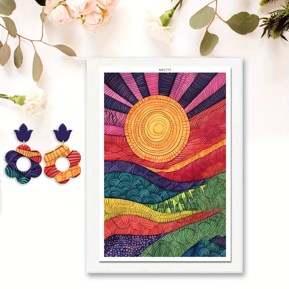 Landscape & Agate Water Transfer Paper for Polymer Clay, Art Pattern Clay Transfer Sheets for DIY Earrings