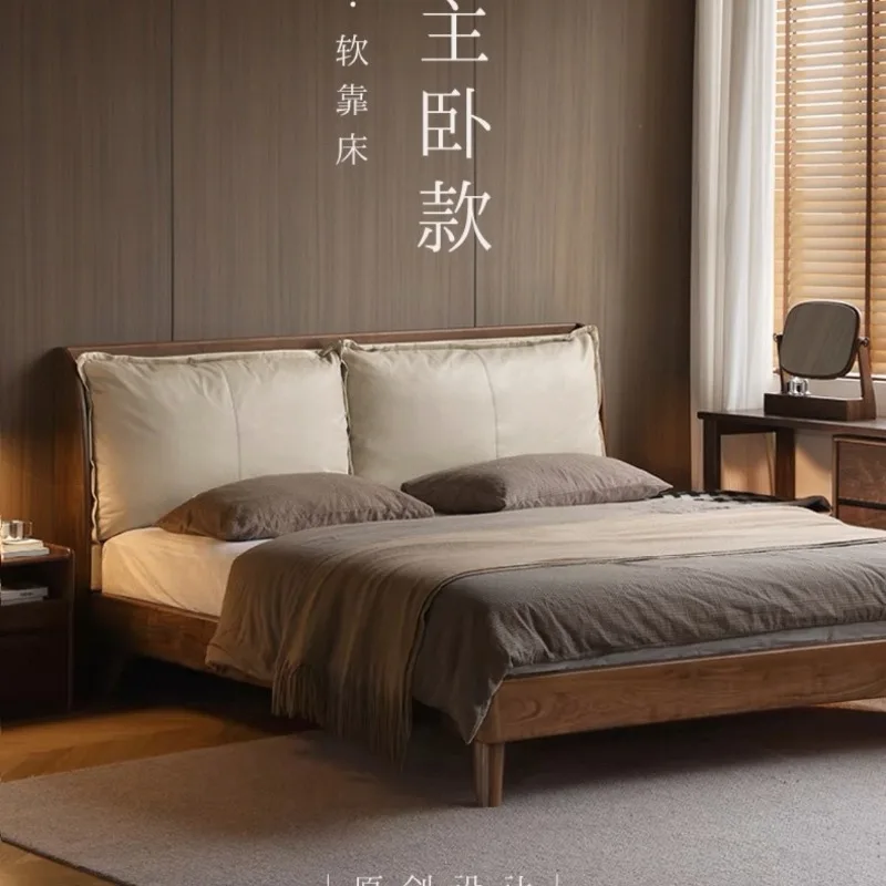 Double bed 1.5 meters master bedroom queen bed leather soft bag bed