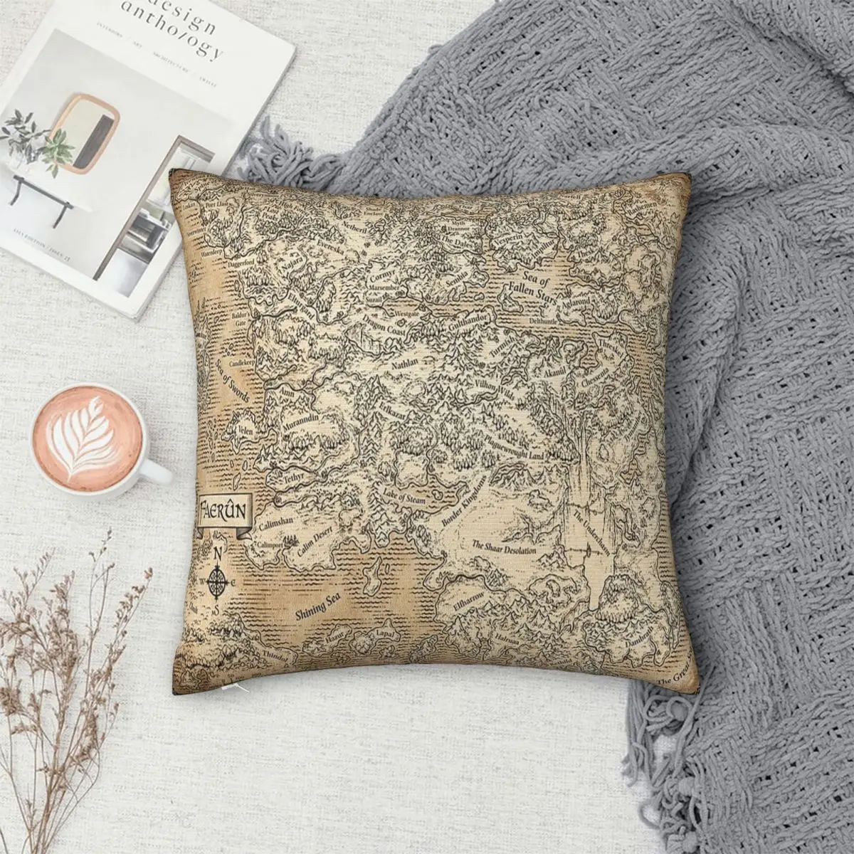 

Анотированная карта Фазерна, квадратная наволочка, наволочка, наволочка для домашнего дивана, гостиной