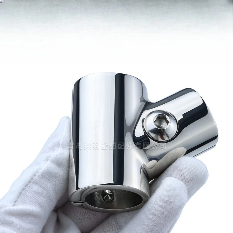 Pipe Clamp Tee 60 ° Marine 316 Stainless Steel Pipe Connector 22/25mm Steel Pipe Joint Fixed Polished Tee