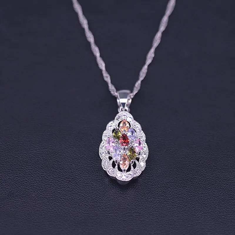 big sale colorful zircon jewelry for women drop earrings necklace ring bridal jewelry in store