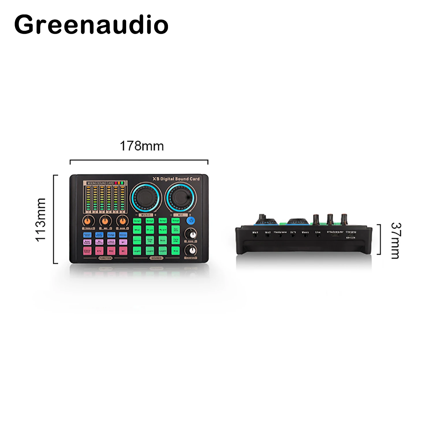 Wireless USB Sound Cards para Live Stream, GAX-X5S, Live Broadcast Audio Mixer, Studio Sound Cards