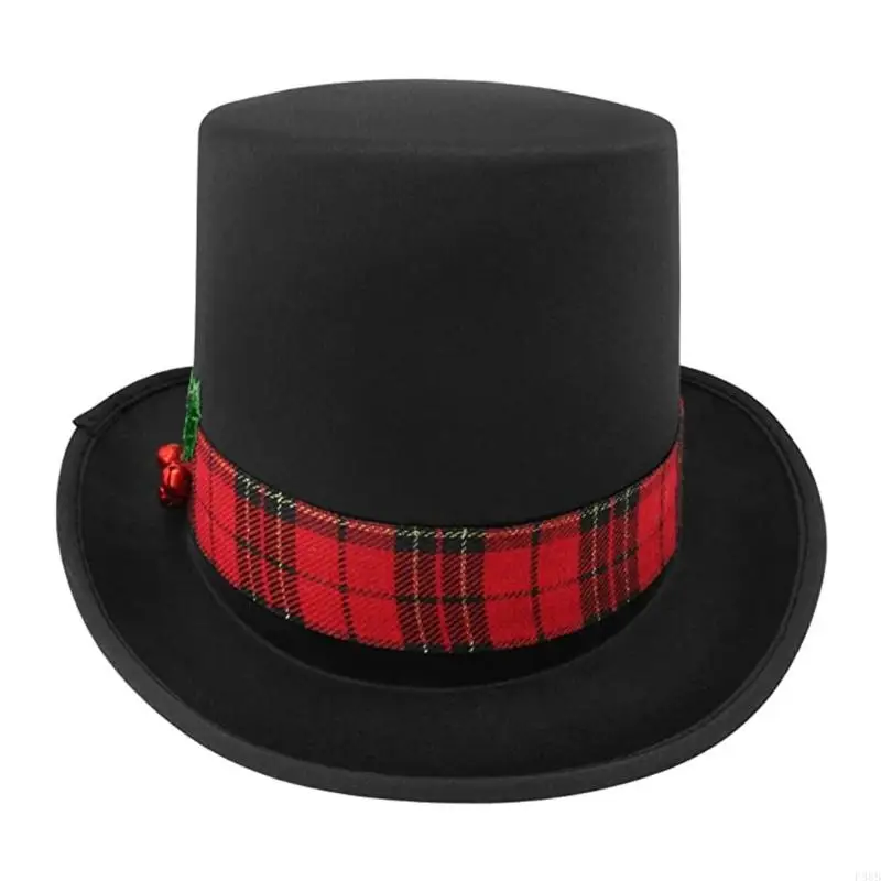 P88B Trendy Christmas Black Hat for Christmas Game Character Black High Hats