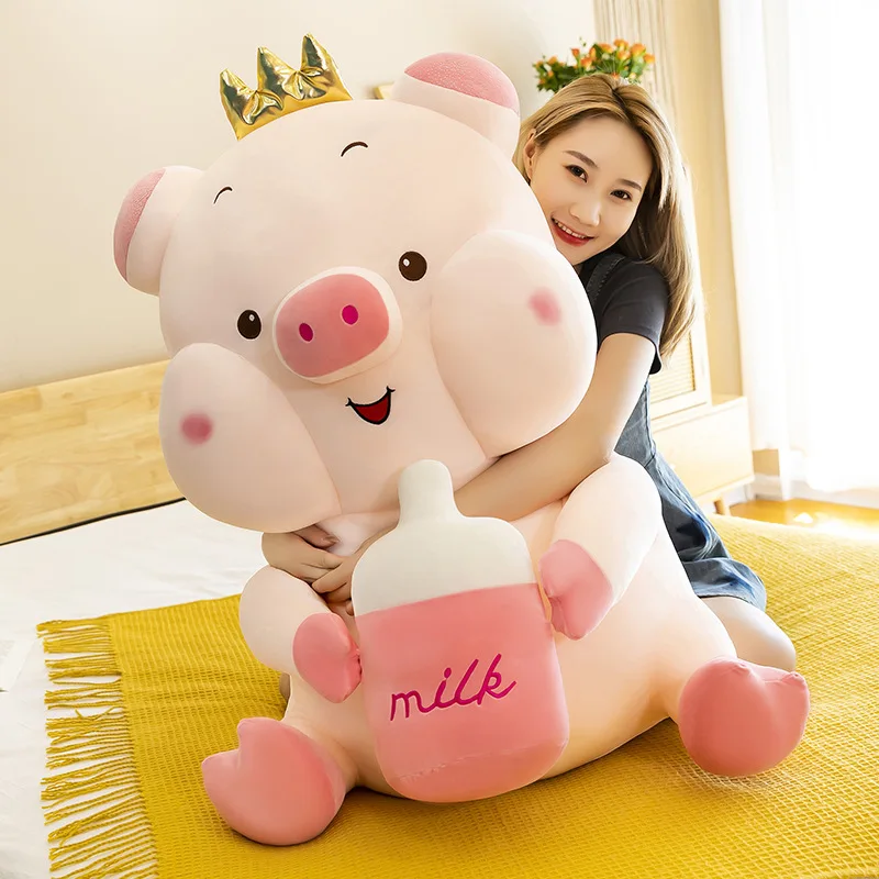 Fat Soft Piggy Plush Doll Giant Cute Baby Bottle Pig Toy Large Bed Girl Carrying Sleeping Pillow Decoration Gift 35inch 90cm