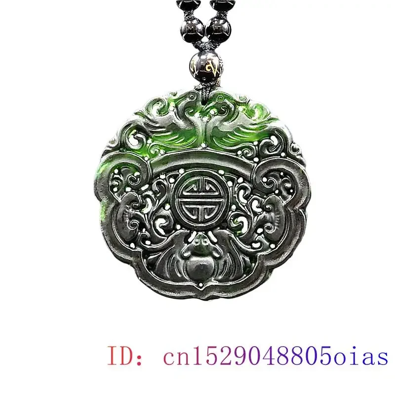 Colgante de Pato Mandarín de Jade tallado, collar chino, regalos, amuleto de piedras preciosas naturales, joyería, amuleto de moda, negro y verde