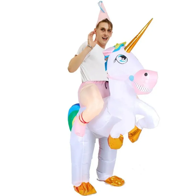 Neue aufblasbare Einhorn-Kostüme für Kinder und Erwachsene, Kostüm, Fahrt, Pferdeanzug, Halloween, Purim, Karneval, Party, Jungen- und Mädchen-Outfit RZ59