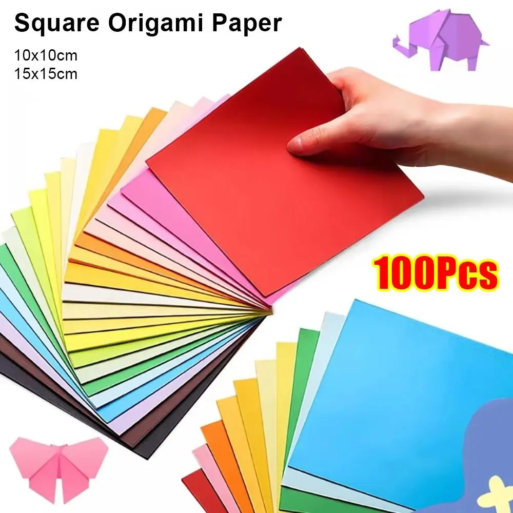 100Pcs Double Side Square Origami Paper 20 Colors Colorful Folding Paper Solid Color DIY Handmade Scrapbooking Craft Decor