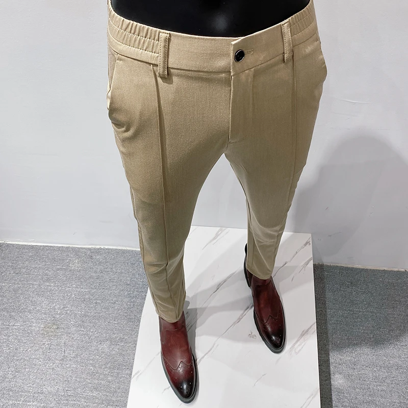 2026 Spring Summer Thin Mens Pants Streetwear Slim Fit Suit Pants Men High Quality Office Business Casual Trousers 28-36