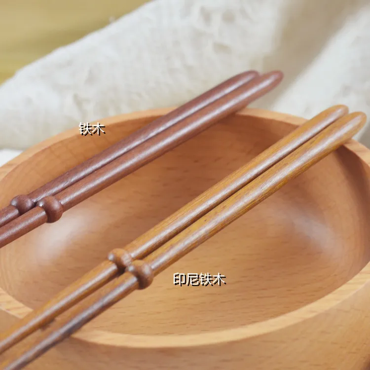 10Pairs Flat Head Chopsticks Wooden Household Tableware Friendly Ironwood Solid Color Kitchenware