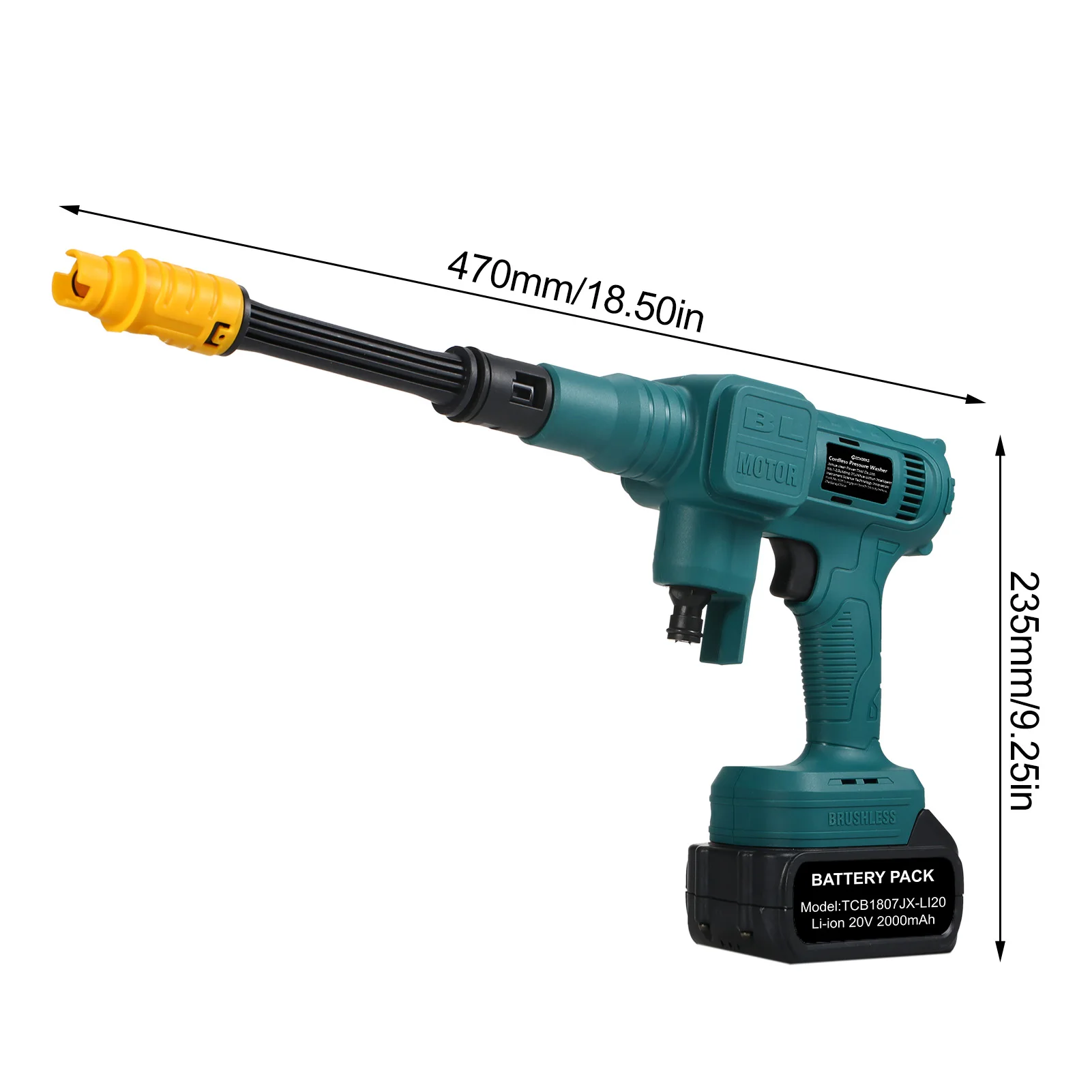 

Brushless Portable Pressure Washer 900PSI 62BAR Brushless Electric High Power Washer Spray Gun Rechargeable Battery Powered